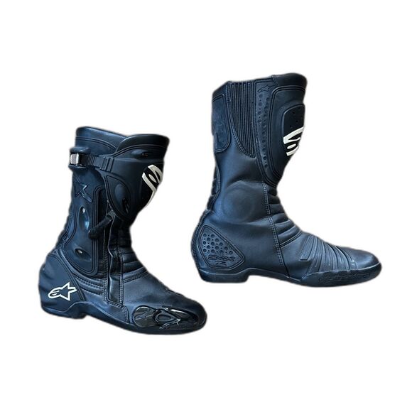 Alpine Stars Black AS Motorcycle Shoes Boots   Mens Size EU 42 US 8 - Picture 1 of 8